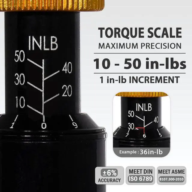 Alt view image 3 of 6 - FIRSTINFO Precision Certified Torque Limiting/Limited Screwdriver, 1/4 Inch Universal Hex Bit Holder Quick Release Design, 10-50 in-lbs with Extra T-Handle
