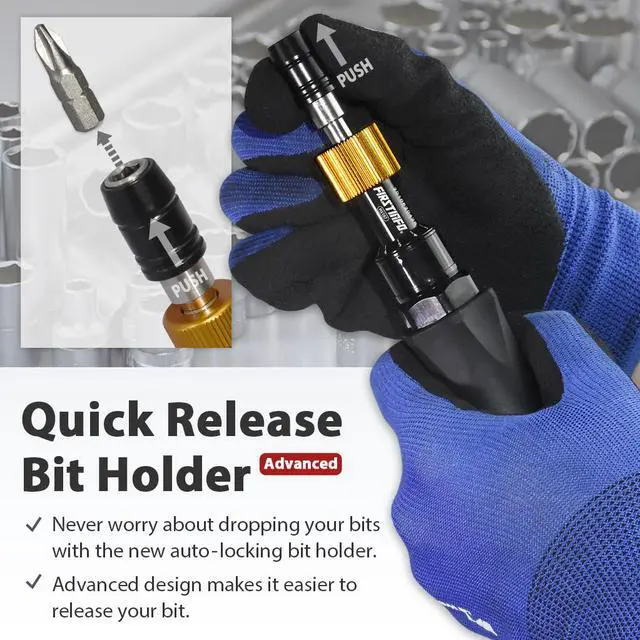 Alt view image 6 of 6 - FIRSTINFO Precision Certified Torque Limiting/Limited Screwdriver, 1/4 Inch Universal Hex Bit Holder Quick Release Design, 10-50 in-lbs with Extra T-Handle