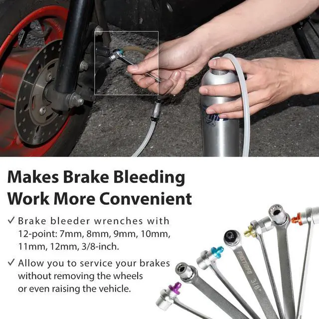 Alt view image 2 of 5 - FIRSTINFO 7-12mm & 3/8-Inch Drive Brake Fluid Clutch Bleeder Hose w/12 Point Wrench and Check Valve 7-Piece Kit For Brake Bleeding & Hydraulic Clutch Systems