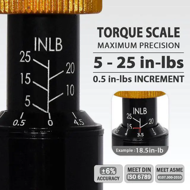 Alt view image 3 of 6 - FIRSTINFO Precision Certified Torque Limiting Screwdriver, 1/4 Inch Universal Hex Bit Holder, 5-25 in-lbs with Extra T-Handle