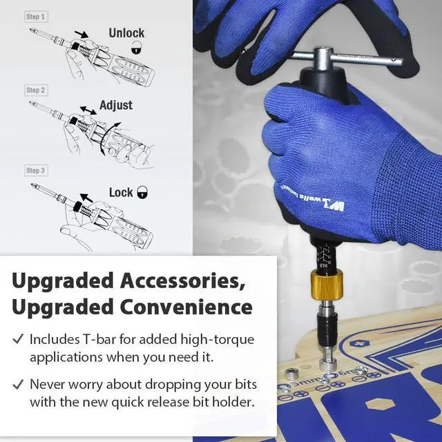 Alt view image 4 of 6 - FIRSTINFO Precision Certified Torque Limiting Screwdriver, 1/4 Inch Universal Hex Bit Holder, 5-25 in-lbs with Extra T-Handle