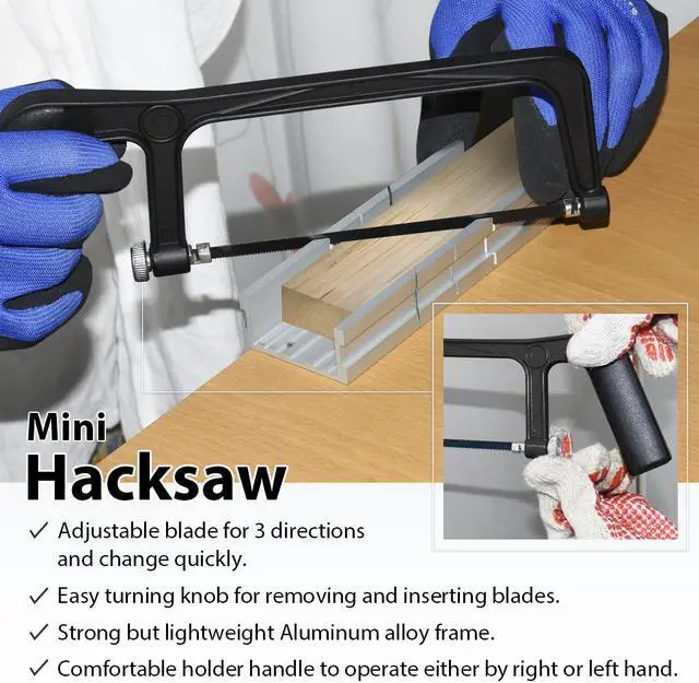 Alt view image 5 of 6 - FIRSTINFO Mini Hacksaw Hand Saw and Aluminum Miter / Thin Slot Small Miter Box Slot Angles 45, 90, 135 Degree with Trimming Planer Kit