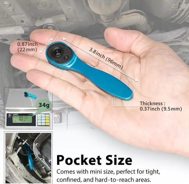 Alt view image 4 of 5 - FIRSTINFO 1/4 Inch Mini Midget Ratchet Pocket Screwdriver, Hexagon Bit Holder, Low Profile Bits Driver Reversible with 72T Gear Action