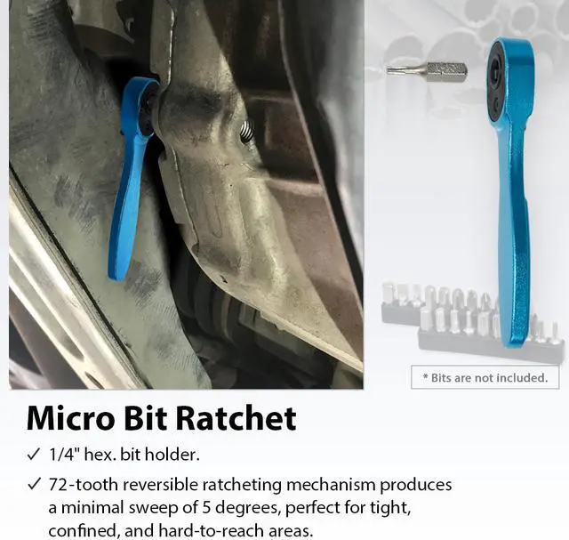 Alt view image 5 of 5 - FIRSTINFO 1/4 Inch Mini Midget Ratchet Pocket Screwdriver, Hexagon Bit Holder, Low Profile Bits Driver Reversible with 72T Gear Action