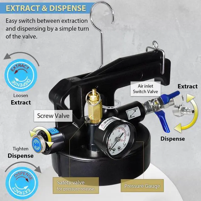 Alt view image 3 of 6 - FIRSTINFO US. DE. Patent 6 Liter TWO WAY Pneumatic ATF Refill System Dispenser Oil and Liquid Extractor Automatic Transmission Fluid Pump Set with 14-Piece ATF Filler Adapters + ATF Refilling Funnel