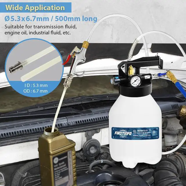 Alt view image 5 of 6 - FIRSTINFO Patented 6 Liter Automatic Transmission Fluid Pump ATF Refill Dispenser and Evacuator with 14 Pcs OE-Style ATF Filler Adapters + Hanging Hook & 360-degree Air Inlet