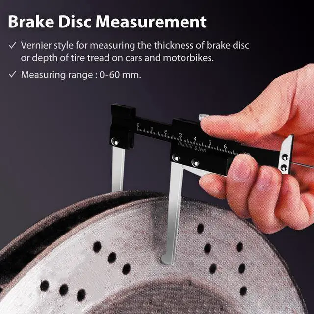 Alt view image 2 of 6 - FIRSTINFO Manual Auto Brake Disc Depth Gauge Ruller and Tire Tread Depth Gauge 0-60mm Metric Measuring Caliper