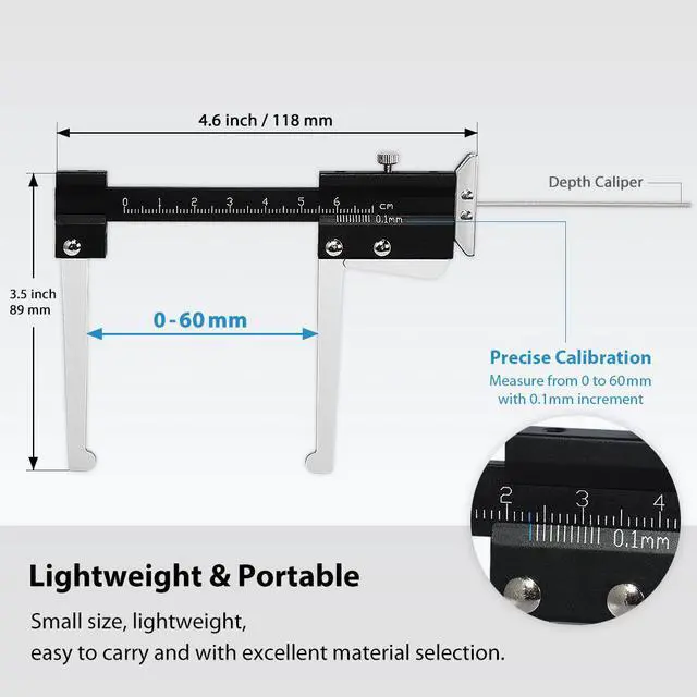 Alt view image 5 of 6 - FIRSTINFO Manual Auto Brake Disc Depth Gauge Ruller and Tire Tread Depth Gauge 0-60mm Metric Measuring Caliper