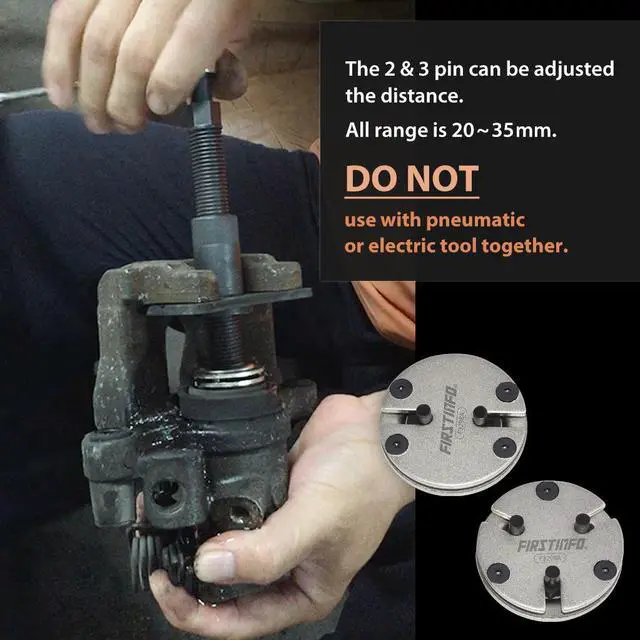 Alt view image 3 of 4 - FIRSTINFO Universal 2&3 Pin Adjustable Auto Disc Brake Pad Caliper Piston Wind / Rewind Back Replacement Tool w/ 3/8" Square