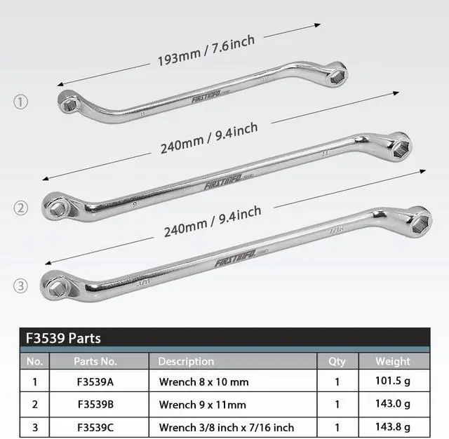 Alt view image 2 of 6 - FIRSTINFO Offset Automotive Brake Bleeder Wrench 6 Sizes In 1 Set Tool 8 mm, 9 mm, 10 mm,11 mm, 3/8-inch, 7/16-inch