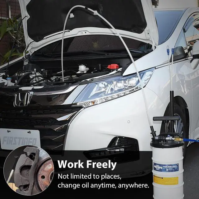Alt view image 5 of 6 - FIRSTINFO 2nd Generation Pneumatic/Manual 6.5 Liter Oil/Fluid Changer Vacuum Extractor Pump w/Hose Storage + 3.5 x 4.5 mm Engine Oil Hose + Dust Cover