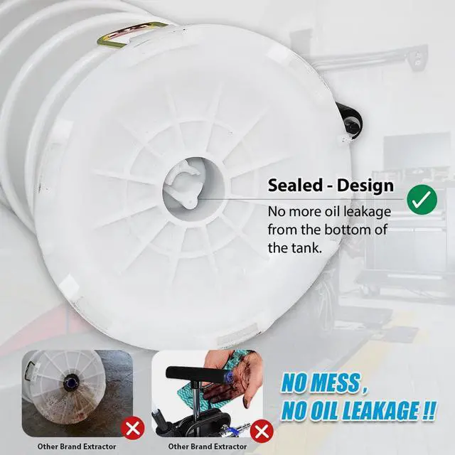 Alt view image 6 of 6 - FIRSTINFO 2nd Generation Pneumatic/Manual 6.5 Liter Oil/Fluid Changer Vacuum Extractor Pump w/Hose Storage + 3.5 x 4.5 mm Engine Oil Hose + Dust Cover