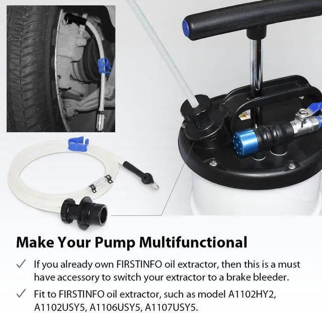 Alt view image 3 of 6 - FIRSTINFO One Way Check Valve 6.5 feet ( 2 Meter ) Automotive Brake Bleeding Hose with Oil Stopper Valve for FIRSTINFO 6.5 & 10 & 15 Liter Oil Evacuator