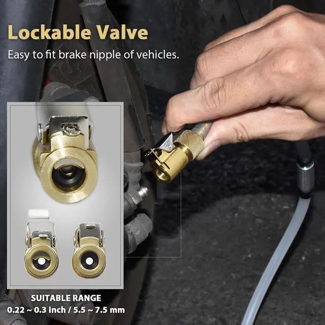 Alt view image 2 of 4 - FIRSTINFO Hydraulic Brake Bleeder Tool, Lockable Brake Fluid Bleeder Hose with Non-Return Check Valve