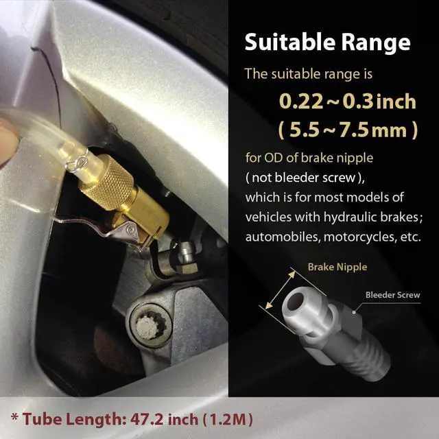 Alt view image 4 of 4 - FIRSTINFO Hydraulic Brake Bleeder Tool, Lockable Brake Fluid Bleeder Hose with Non-Return Check Valve