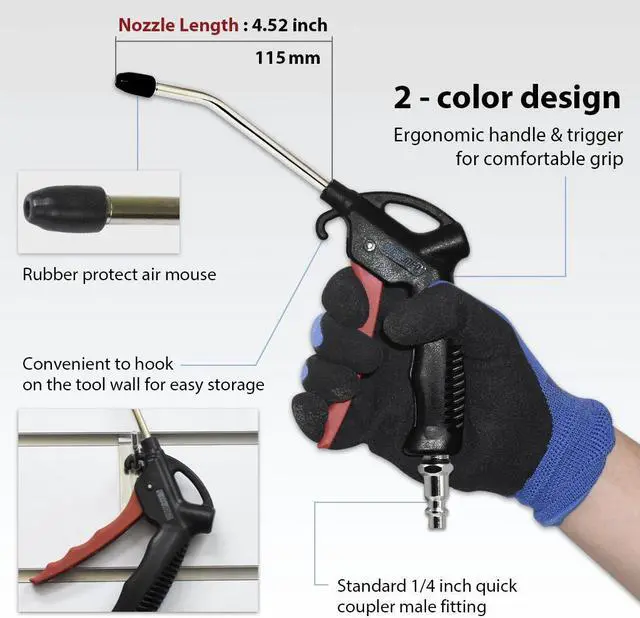 Alt view image 3 of 5 - FIRSTINFO Air Duster Blow Gun with 4.52 Inch (115mm) (Fixed) Air Flow Nozzle Dust Blower Cleaner