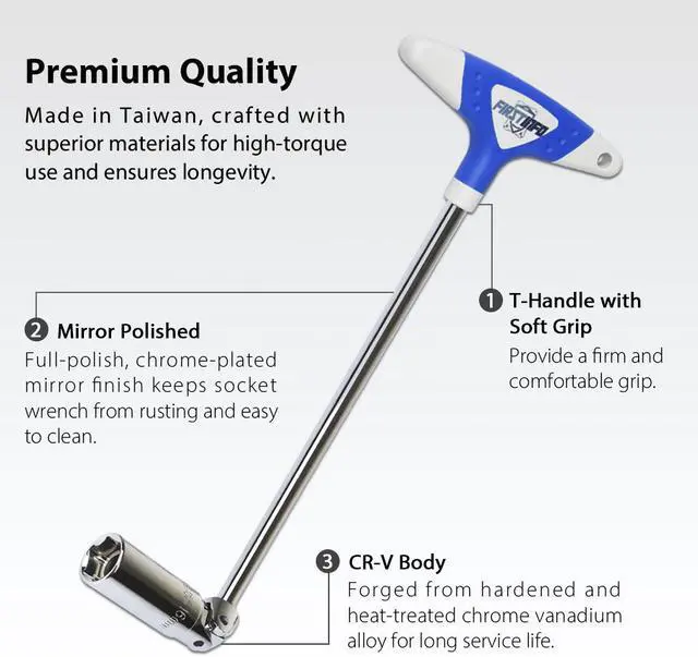 Alt view image 5 of 6 - FIRSTINFO 3/8" Dr. 16mm Magnetic Universal Spark Plug Wrench With T Handle