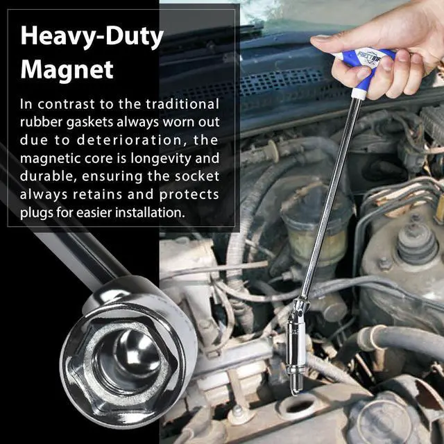 Alt view image 4 of 6 - FIRSTINFO 3/8" Dr. 16mm Magnetic Universal Spark Plug Wrench With T Handle