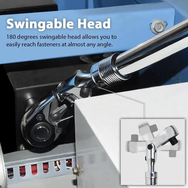 Alt view image 3 of 6 - FIRSTINFO 1/2-Inch Drive Locking & Flexible Extendable Ratchet Wrench Reversible,Soft-Grip with 72-Tooth Geared Action (Length: 13.8-19.3 Inches)