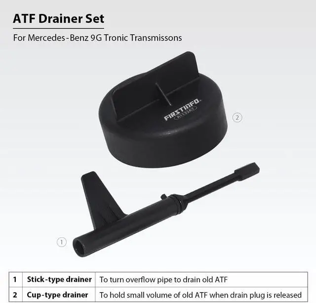 Alt view image 2 of 5 - FIRSTINFO Transmission Fluid Filling Tool, 2 Pcs ATF Drainer Set (Cup-Type & Stick-Type Drainer) for Mercedes 9G Tronic Transmissions