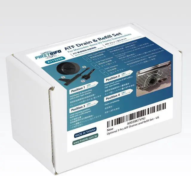 Alt view image 7 of 7 - FIRSTINFO Transmission Fluid Filling Tool, 3 Pcs ATF Drainer And Refill Set (Cup-Type + Stick-Type Drainer + All Metal ATF Refill OE Style Adapter) For Mercedes-Benz 725.0 9-Speed Transmission