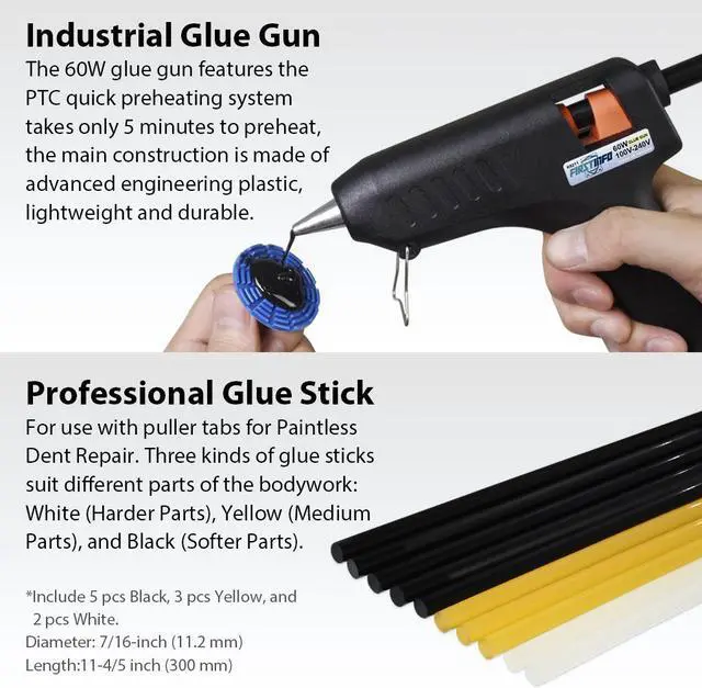 Alt view image 6 of 6 - FIRSTINFO Pneumatic Dent Puller Kit- Vacuum Suction/Slide Hammer/Glue Gun, Sticks, and 10 Puller Tabs