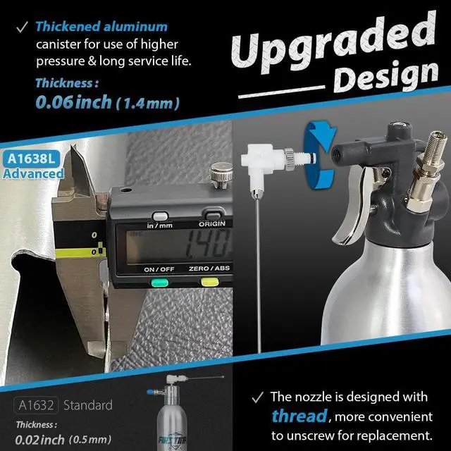 Alt view image 2 of 6 - FIRSTINFO Patented 1L (33.8 US fl. oz) Thickened Aluminum Canister Aerosol Refillable Fluid High Pressure Storage Spray Can/Pneumatic Compressed Air Sprayer/Maximum Pressure 140 psi