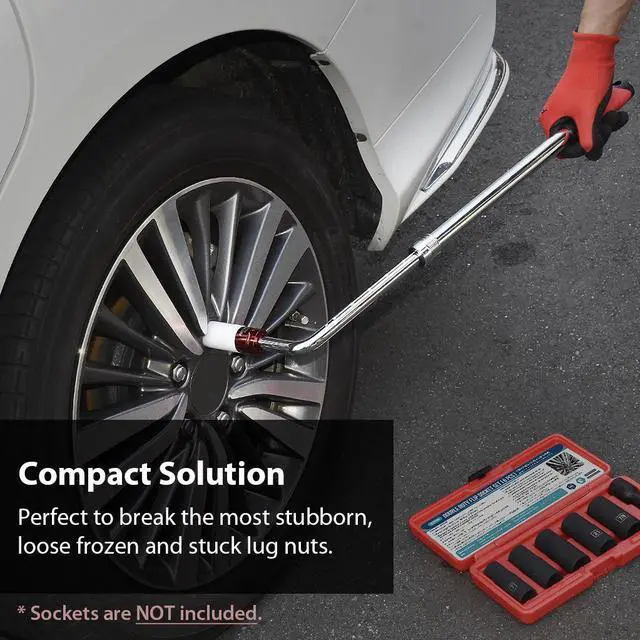 Alt view image 4 of 5 - FIRSTINFO 1/2 Inch Drive Heavy Duty High Torque Extendable Wheel Lug Wrench, Professional Car Tire Repair Tools