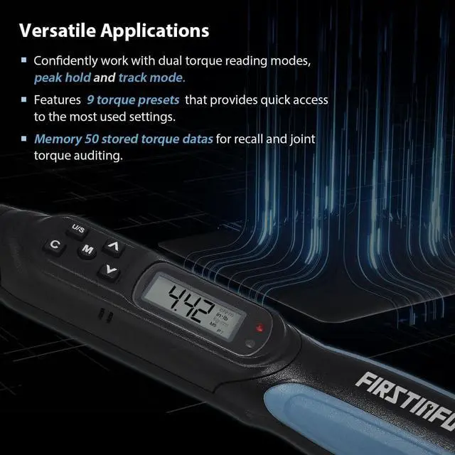 Alt view image 5 of 7 - FIRSTINFO Digital Torque Screwdriver, Dual Direction 0.44-4.42 in-lbs. / 5-50 cN-m / 0.51-5.1 kg-cm, LED and Buzzer Notification, Preset Memory