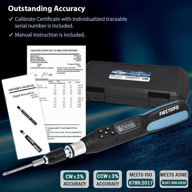 Alt view image 6 of 7 - FIRSTINFO Digital Torque Screwdriver, Dual Direction 0.44-4.42 in-lbs. / 5-50 cN-m / 0.51-5.1 kg-cm, LED and Buzzer Notification, Preset Memory