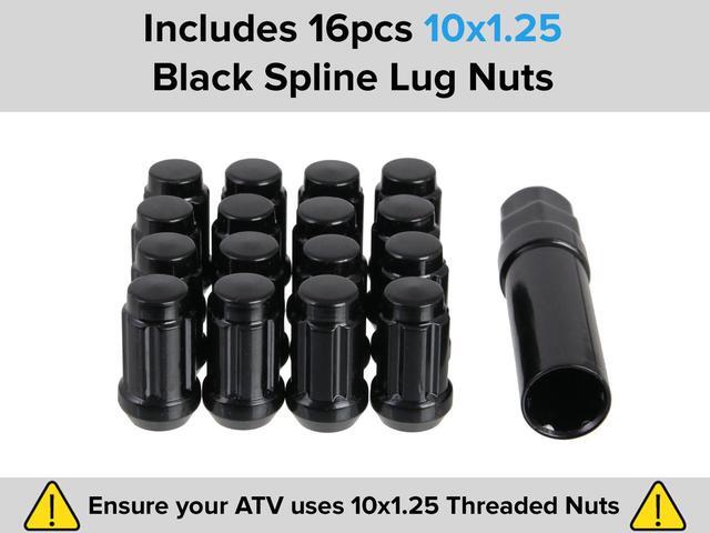 Alt view image 2 of 7 - RockTrix RT102 4pc 14in ATV Wheels 4x110 Rims 14x7, 5+2 Offset, Includes 10x1.25 Lug Nuts - Compatible with IRS Honda Kawasaki Yamaha Rubicon Rincon Brute Force Kodiak Grizzly Rhino 4/110 (Set of 4)
