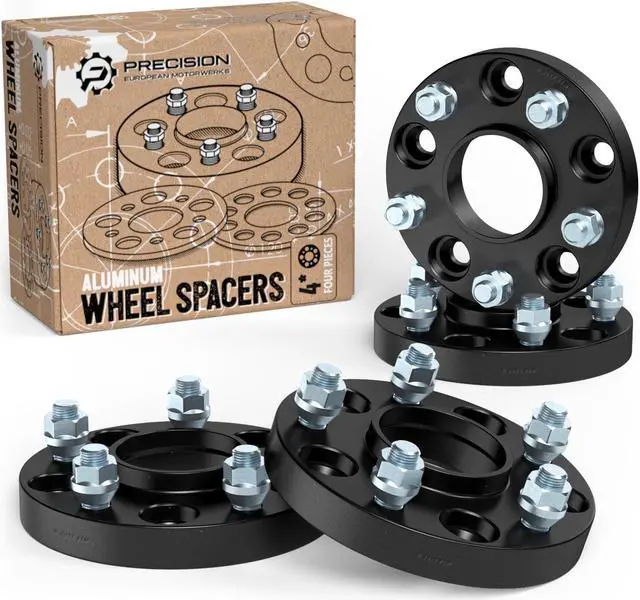 Main image of 1 inch 5x4.75 to 5x4.75 Hubcentric Wheel Spacers with Lip (70.5mm Bore, Metric 12x1.5 Studs Nuts) Compatible with Chevy Blazer Camaro Corvette S10 GMC S15 Jimmy - Black Adapters, Pack of 4