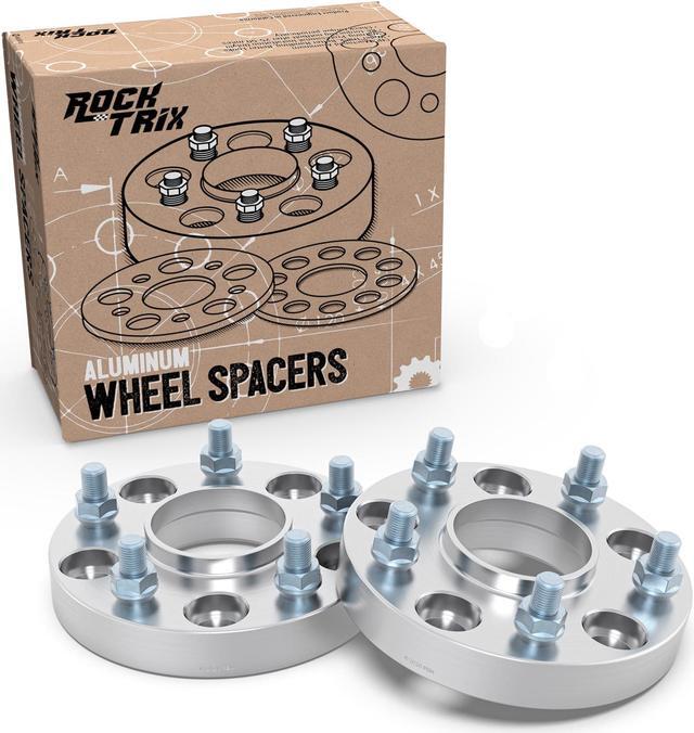 Main image of RockTrix 1 inch Hubcentric 5x5 to 5x5 Wheel Spacers (71.5mm Bore, 1/2x20 Studs) Compatible with Jeep 99-10 Grand Cherokee WJ WK, 07-18 Wrangler JK JKU, 06-10 Commander XK - Silver 25mm 5x127 2pcs