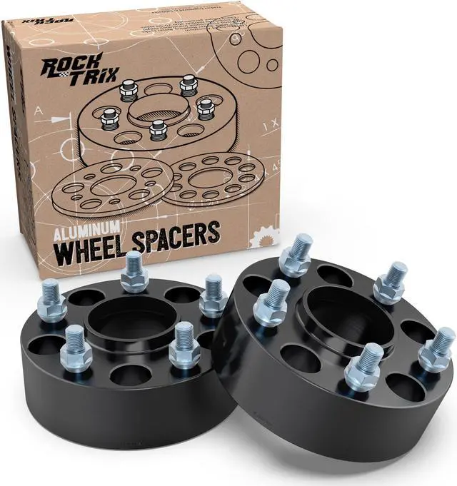 Alt view image 8 of 11 - RockTrix 2 inch Hubcentric 5x5 to 5x5 Wheel Spacers (71.5mm Bore, 1/2x20 Studs) Compatible with Jeep 99-10 Grand Cherokee WJ WK, 07-18 Wrangler JK JKU, 06-10 Commander XK - Black 50mm 5x127 2pcs