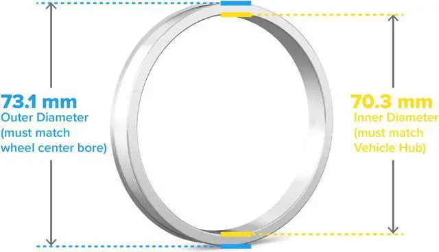 Alt view image 2 of 7 - Hubcentric Rings (Pack of 4) - 70.3mm ID to 73.1mm OD - Silver Aluminum Hubrings - Only Fits 70.3mm Vehicle Hub and 73.1mm Wheel Centerbore