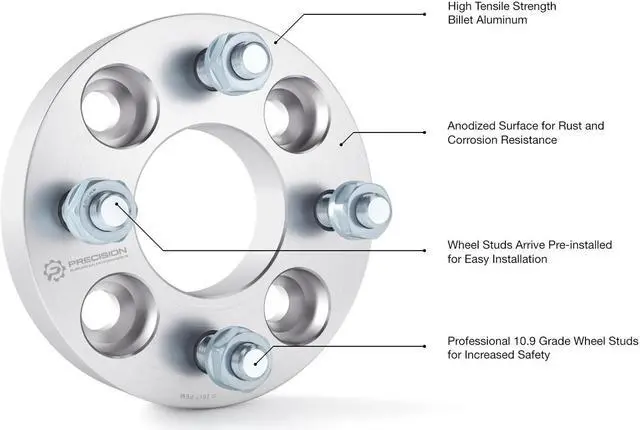 Alt view image 6 of 7 - RockTrix 4x4 Wheel Spacers, 1 inch Thick Golf Cart Wheel Spacers Compatible with EZ GO EZGO Club Car, 1/2"x20 Studs Nuts, 4x101.6 to 4x101.6 Silver Adapters, 62mm Hub Bore, Set of 2
