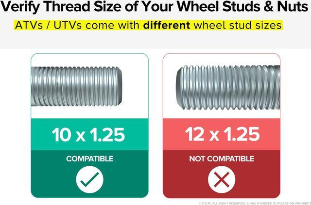 Alt view image 3 of 7 - RockTrix RT102 4pc 14in ATV Wheels 4x110 Rims 14x7, 5+2 Offset, Includes 10x1.25 Lug Nuts - Compatible with IRS Honda Kawasaki Yamaha Rubicon Rincon Brute Force Kodiak Grizzly Rhino 4/110 (Set of 4)