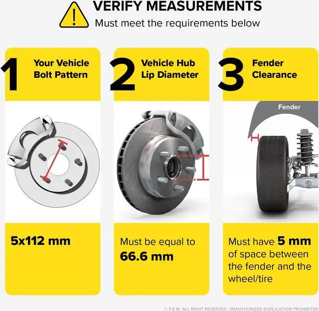 Alt view image 3 of 7 - StanceMagic - 4pcs 5mm Hubcentric Wheel Spacers (5x112, 66.6mm Bore, No Lip) Compatible with Audi A4 S4 A5 S5 A6 S6 A7 S7 A8 Quattro B8, 2019+ BMW (G-Chassis), and Mercedes Vehicles - 66.56mm