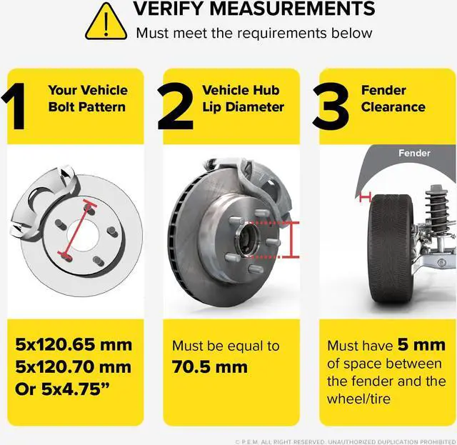 Alt view image 7 of 7 - 5mm Hubcentric 5x4.75 Wheel Spacers (70.5mm Bore) Compatible with Buick Cadillac XLR Chevrolet Blazer Corvette Camaro GMC S15 Pontiac GTO Tans Am Phoenix Trans Sport 5x120 5x120.65 2pcs