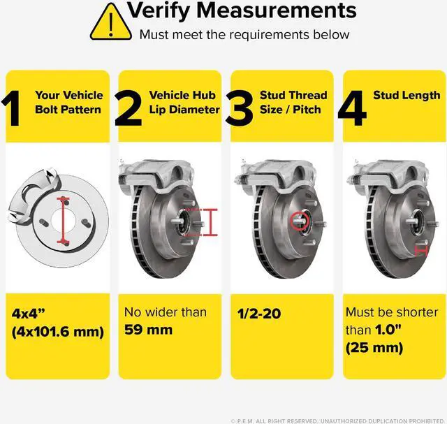 Alt view image 3 of 7 - RockTrix 4x4 Wheel Spacers, 1 inch Thick Golf Cart Wheel Spacers Compatible with EZ GO EZGO Club Car, 1/2"x20 Studs Nuts, 4x101.6 to 4x101.6 Silver Adapters, 62mm Hub Bore, Set of 2