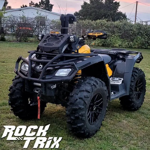 Alt view image 2 of 7 - RockTrix RT104 12in ATV Wheels Rims 12x7 Matte Black 4x137, 5+2 Offset, Compatible with Bombardier Outlander CanAm Can-Am Can Am Commander Maverick Renegade Kawasaki 4/137 (Set of 4)