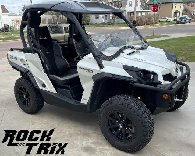 Alt view image 4 of 7 - RockTrix RT102 14in ATV Wheels Rims 14x7 Black 4x137, 5+2 Offset, includes 10x1.25 Spline Lug nuts,  Compatible with Bombardier Can-Am Maverick Commander Renegade Outlander 4/137 (Set of 4)