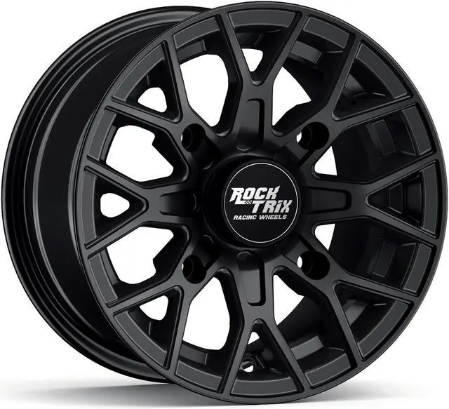 Main image of RockTrix RT104 14in ATV Wheel Rim 14x7 Matte Black 4x137, 5+2 Offset, Compatible with Bombardier Outlander CanAm Can-Am Can Am Commander Maverick Renegade Kawasaki 4/137