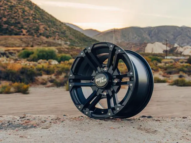 Alt view image 6 of 7 - RockTrix RT101 4pc 12in ATV Wheels 4x110 Rims 12x7, 5+2 Offset, Includes 10x1.25 Lug Nuts - Compatible with IRS Honda Kawasaki Yamaha Rubicon Rincon Brute Force Kodiak Grizzly Rhino 4/110 (Set of 4)