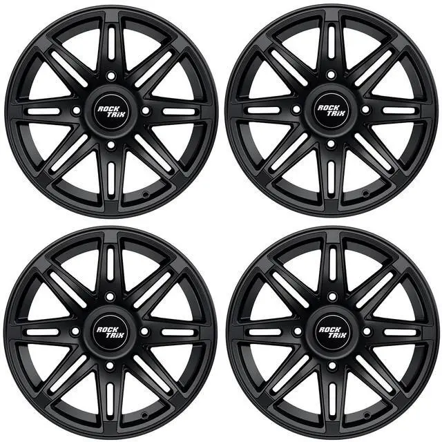 Main image of RockTrix RT103 14in ATV Wheels Rims 14x7 Matte Black, 4x156 Bolt Pattern, 4+3 offset, Compatible with Polaris Sportsman RZR Ranger (4/156) (Set of 4)