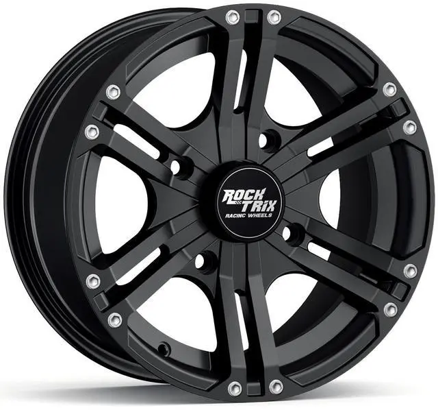 Main image of RockTrix RT101 14in ATV Wheel Rim 14x7 Matte Black 4x137, 5+2 Offset, Compatible with Bombardier Outlander CanAm Can-Am Can Am Commander Maverick Renegade Kawasaki 4/137