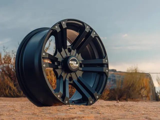 Alt view image 2 of 7 - RockTrix RT101 14in ATV Wheels Rims 14x7 Matte Black 4x137, 5+2 Offset, Compatible with Bombardier Outlander CanAm Can-Am Can Am Commander Maverick Renegade Kawasaki 4/137 (Set of 4)