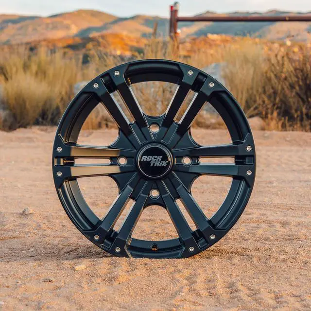 Alt view image 3 of 7 - RockTrix RT101 14in ATV Wheels Rims 14x7 Matte Black 4x137, 5+2 Offset, Compatible with Bombardier Outlander CanAm Can-Am Can Am Commander Maverick Renegade Kawasaki 4/137 (Set of 4)