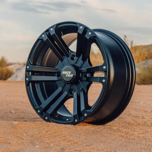 Alt view image 4 of 7 - RockTrix RT101 14in ATV Wheels Rims 14x7 Matte Black 4x137, 5+2 Offset, Compatible with Bombardier Outlander CanAm Can-Am Can Am Commander Maverick Renegade Kawasaki 4/137 (Set of 4)