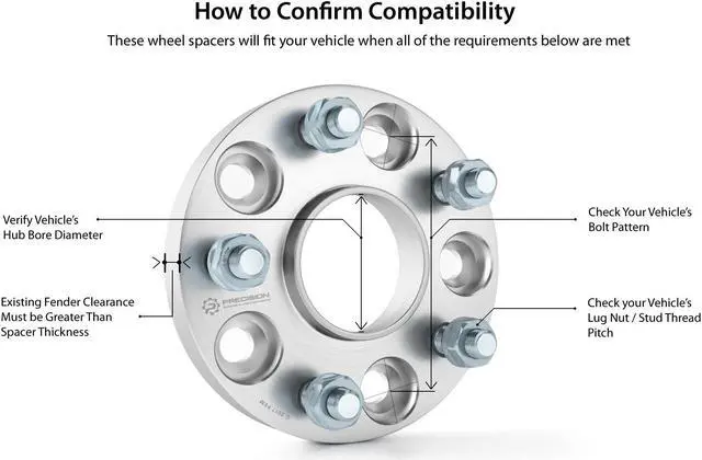 Alt view image 6 of 9 - 25mm (1 inch) Hubcentric Wheel Spacers (5x114.3, 67.1mm, 12x1.5 Studs) Compatible with Hyundai Genesis Tiburon Veloster Kia Optima Soul Mazda 3 5 Miata RX-8 Protege Jeep Compass Patriot - Silver 4pcs